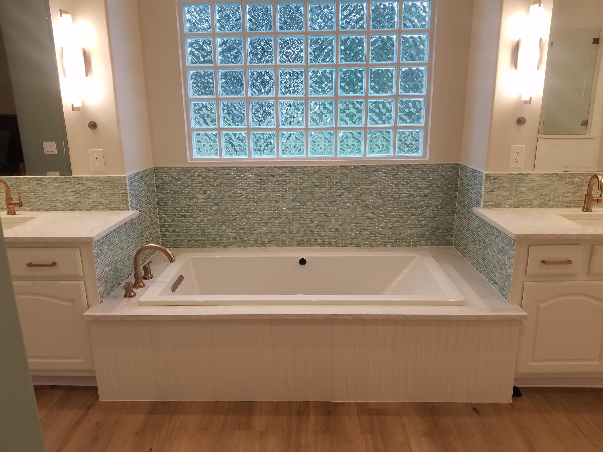 shower bath tile,  soaker tub